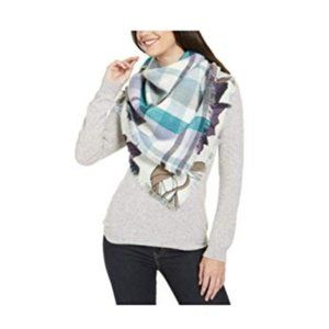 Vince Camuto Plaid to Floral Double Face Wrap
